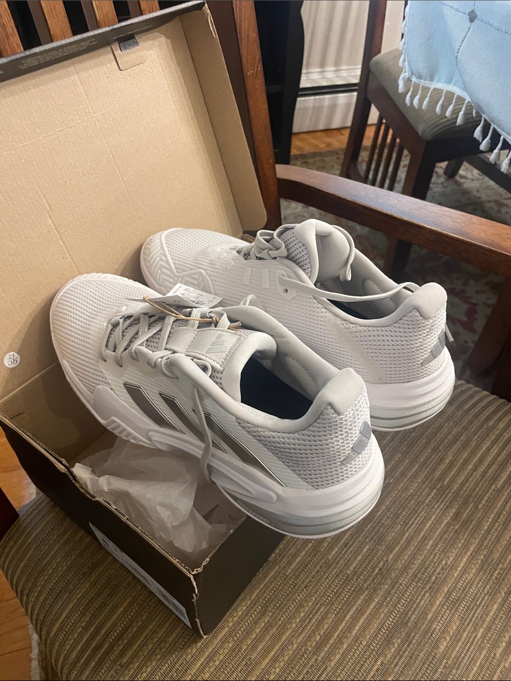 adidas White and Gray Women’s Athletic Tennis Sneakers